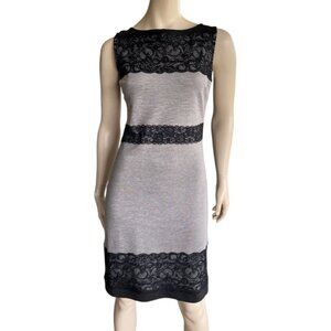Nicole Benisti Gray with Black Lace Sleevless Dress S​​​​​